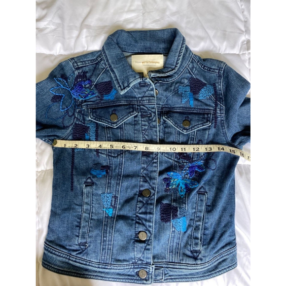 Pilcro and the Letterpress Anthropologie Embroidered Sequin Denim Jacket Small - Picture 4 of 6